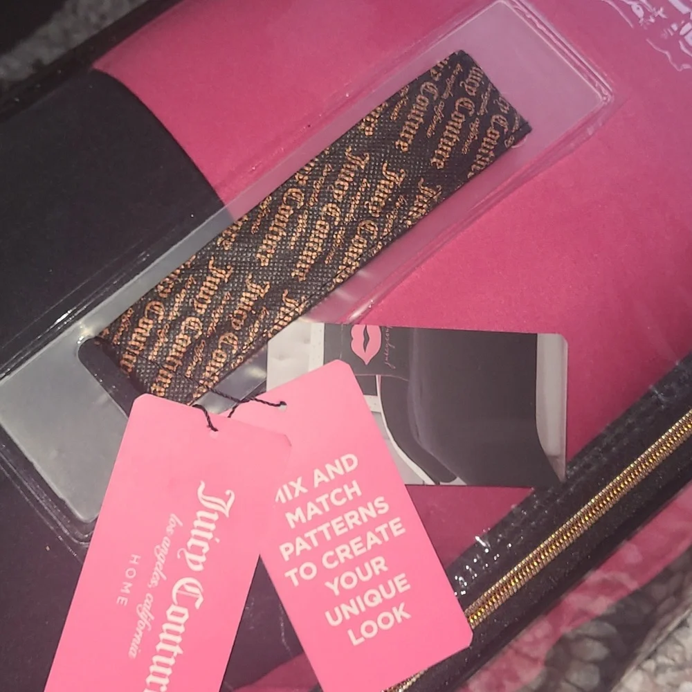 Juicy Couture Pink and Black Reversible Comforter Set - Queen